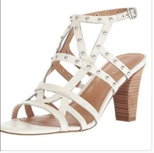 Franco Sarto White Leather Strappy Heeled Sandals NWOT